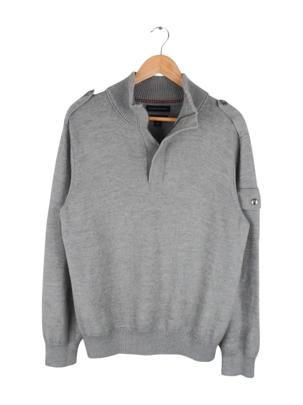 Banana Republic Grey Italian Yarn 1/4 Zip Mock Neck Sweater Men's Size Large